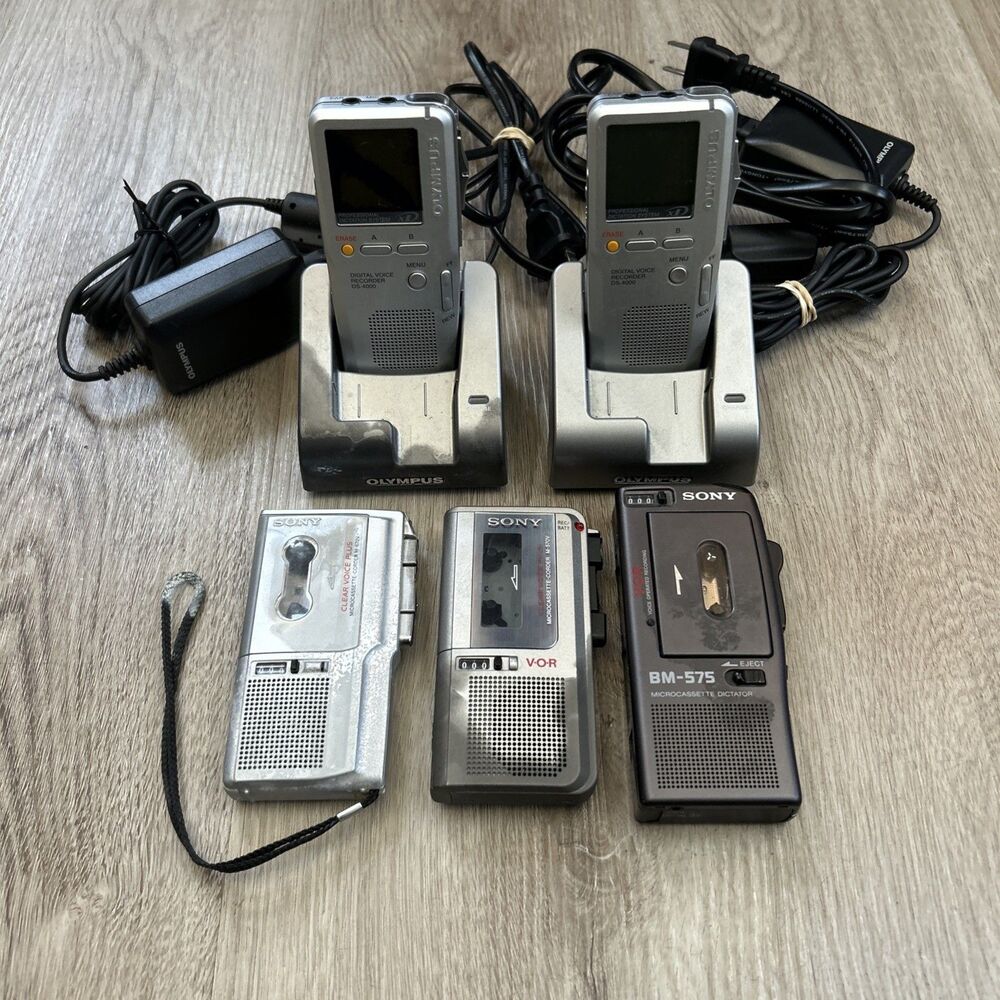 MicroCassette Recorder PARTS Lot of 5 Sony M-670V M570V Olympus DS4000 READ